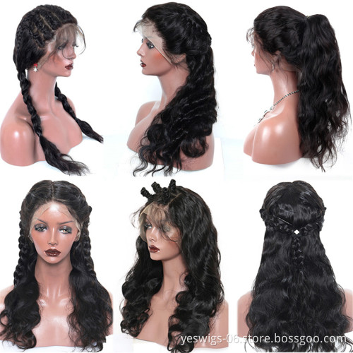 Yeswigs Natural Wave 13*4 Lace Frontal Human Virgin Hair Wigs Full Cuticle Aligned Unprocessed Indian Virgin Hair Wigs Body Wave